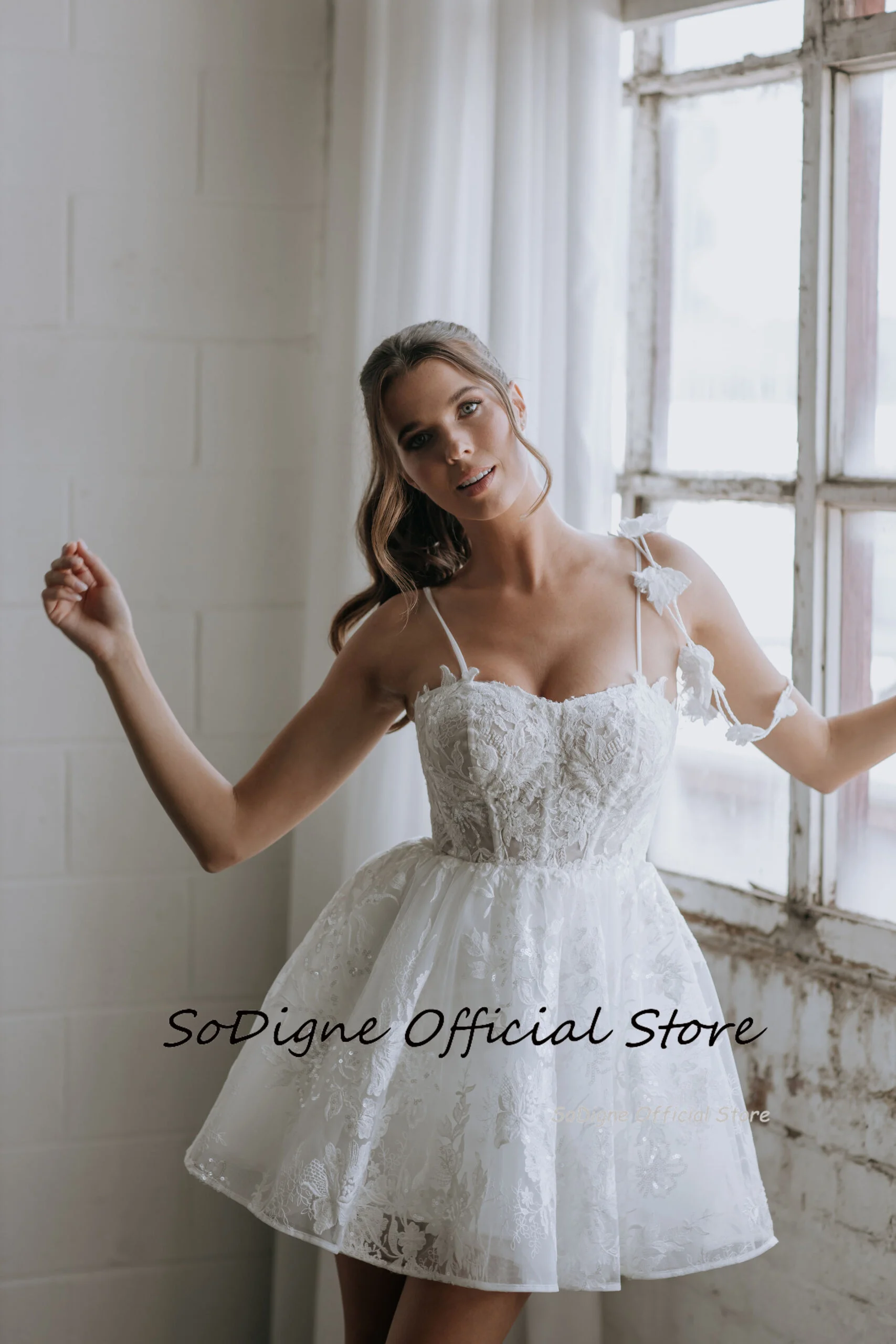 SoDigne Short Appliques Wedding Dresses A-line Sweetheart Sleeveless Tulle Bridal Dress Beach Mini Wedding Gown 2025 customized 13 S97f9039a948b4c9a9173db6c881e08c1h
