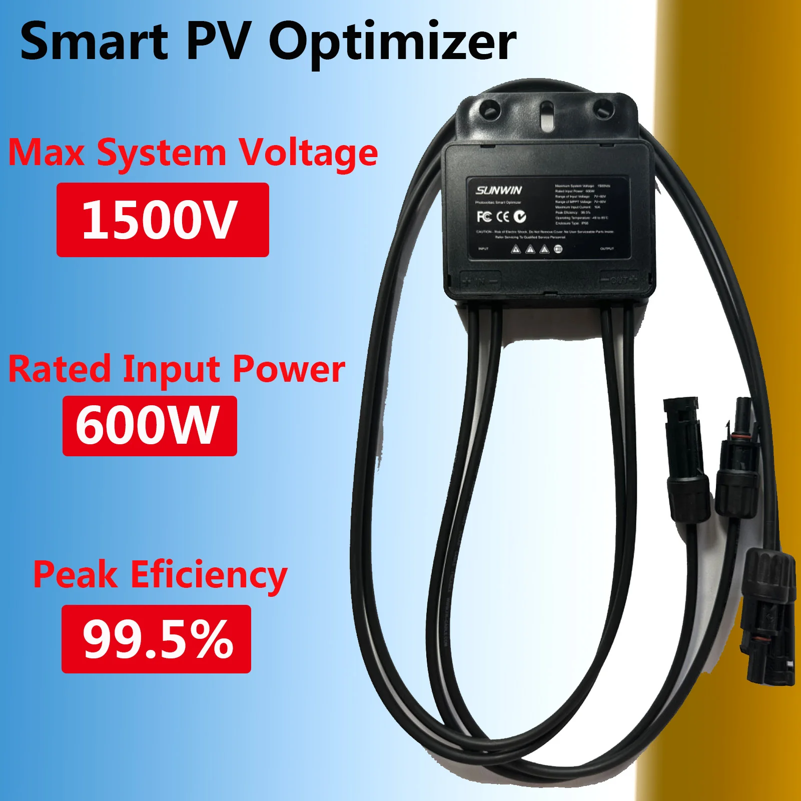600W Vdc Smart Pv Optimizer Mppt Tensione 7V-60V