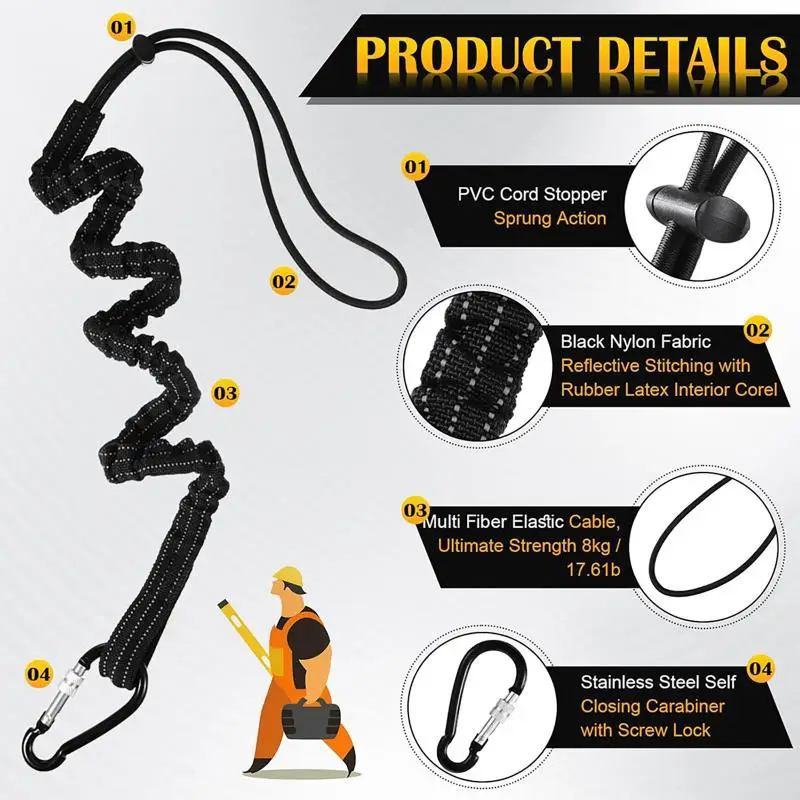 안전 번지 테더 도구 랜야드(카라비너 후크 포함) 등반 작업용 추락 방지 안전 로프 공중 작업 등반 액세서리