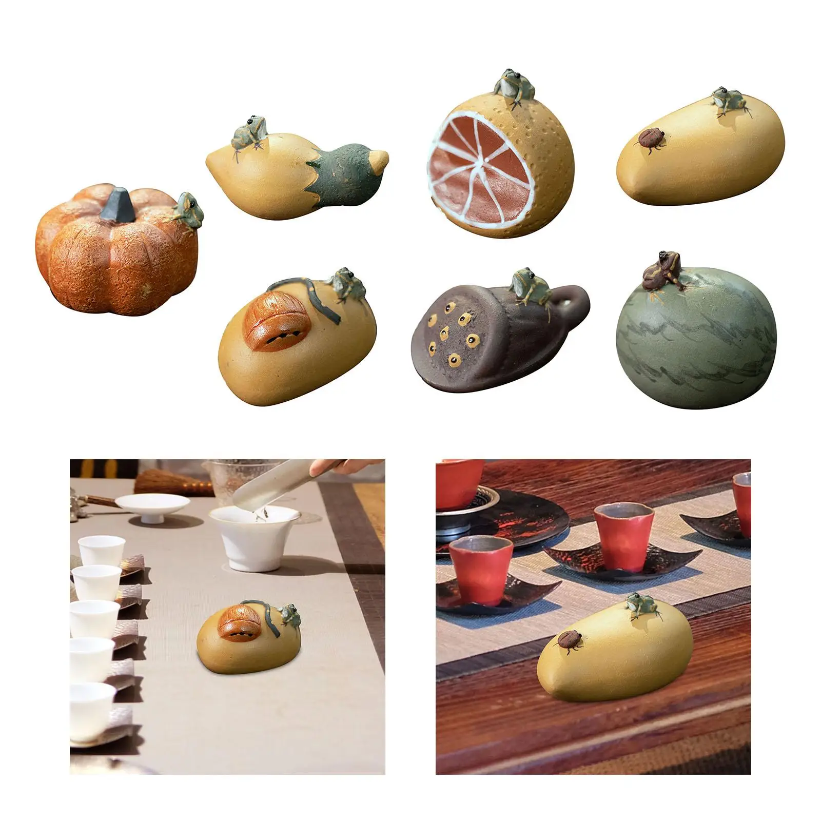 Tea Pet Ornaments Room Decor Statues Purple Clay Tea Pet Handcrafts Cute Small Tea Pet Sculpture for Bookshelf Desktop Home Cabinet Bathroom