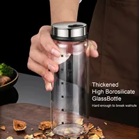 Glass Seasoning Jar With Scale 4 Outlets Spice jars Kitchen Chili Pepper Powder Sprinkling Jar Barbecue Salt Shaker Container 2