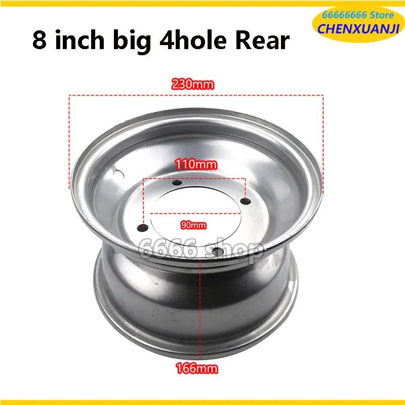 8 Inch 4/3 Hole Wheels Front and Rear Wheel Hub Suitable for Atv Quad ATV Karting 19x7-8 18x9.50-8 21x7-8 Tubeless Tire
