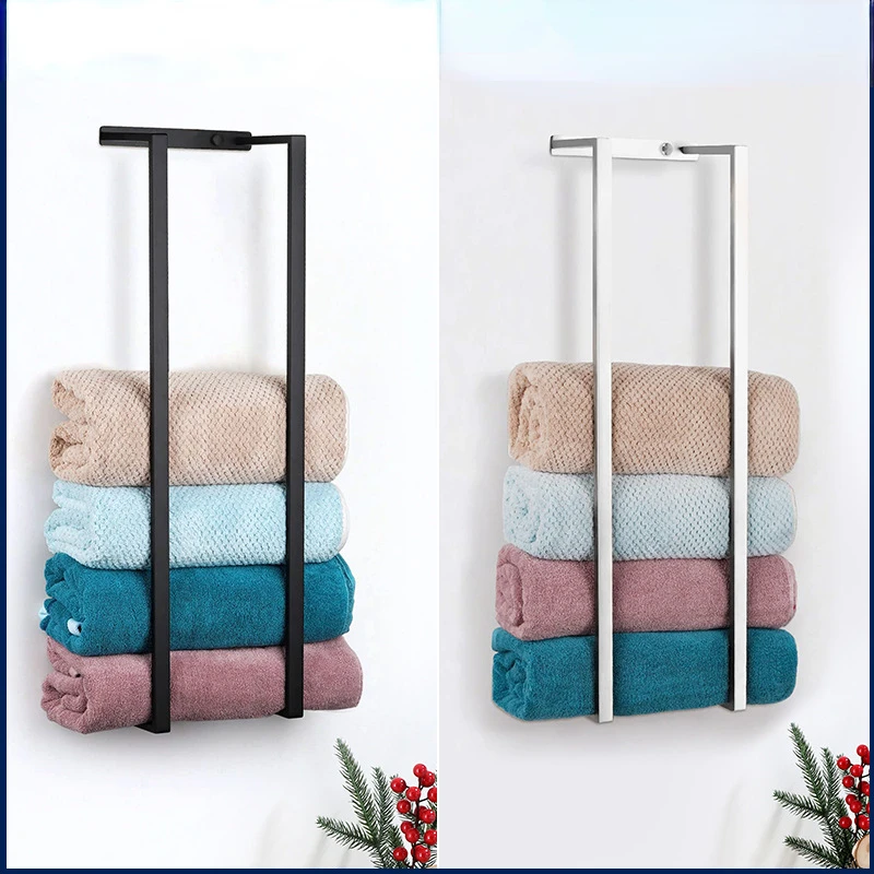 304 Stainless Steel Perforated Towel Rack Bathroom Towel Rack Bathroom Storage Space Saving Bar Brushed