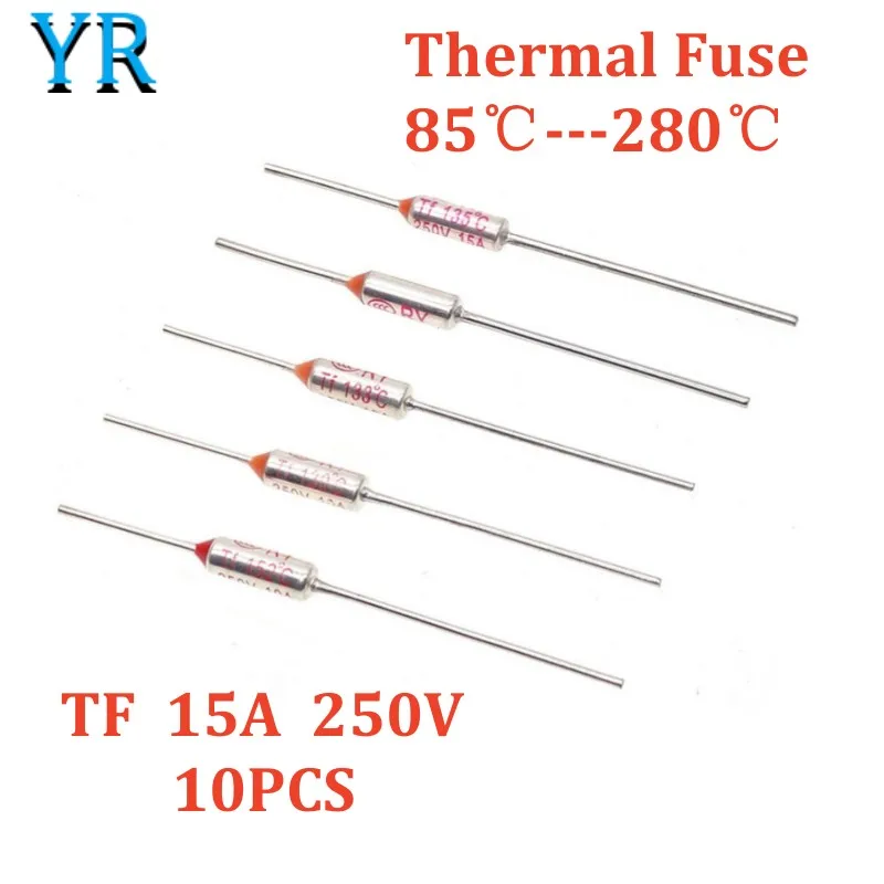 10PCS TF Thermal Fuse RY 15A 250V Temperature 85C 95C 100 110 113 115