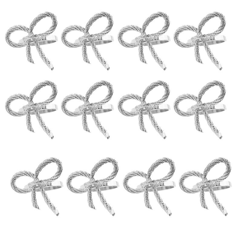

12Pcs/Lot Simple Napkin Ring Butterfly Bow Tie Napkin Buckle Hotel Restaurant Mouth Cloth Ring Metal Napkin Ring