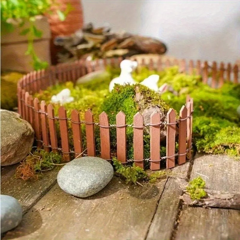 Miniature Garden Fence Wood Picket Fence Palisade Decorative Fence Fencing for Outdoor or House Decor Moss Framing Ornaments