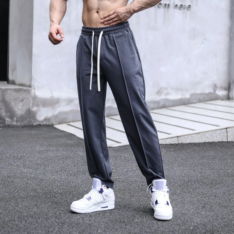 

Autumn Pants for Men Casual Sweatpants Daily Running Sport Training Gym Sportswear Solid Color Thin Drawstring Fitness Trousers