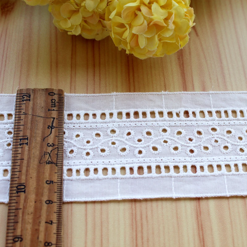 자수 레이스 재봉 리본, 기퓌르 트림, DIY 인형 의류 액세서리, 레이스 에지, 100% 면, 너비 6cm