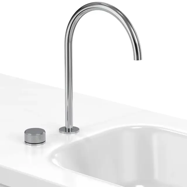 ก๊อกน้ําในห้องน้ําอ่างล้างหน้าสีดํา ก๊อกน้ําอ่างล้างจานห้องน้ําสองหลุม ก๊อกน้ําอ่างล้างจานแบบแปรง หมุนได้ ก๊อกอ่างล้างหน้าที่แพร่หลาย 1