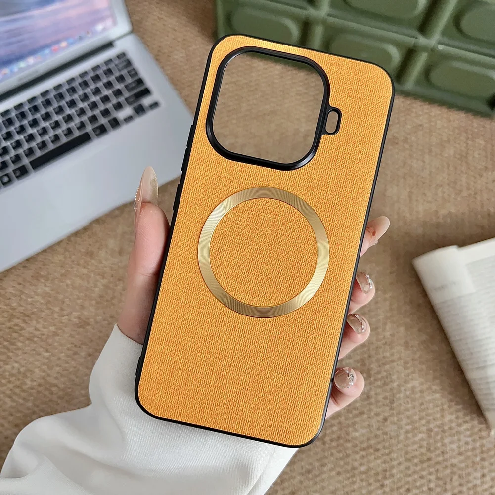 MagSafe Magnetic Leather Wireless Charging Case with Luxury Cloth Design