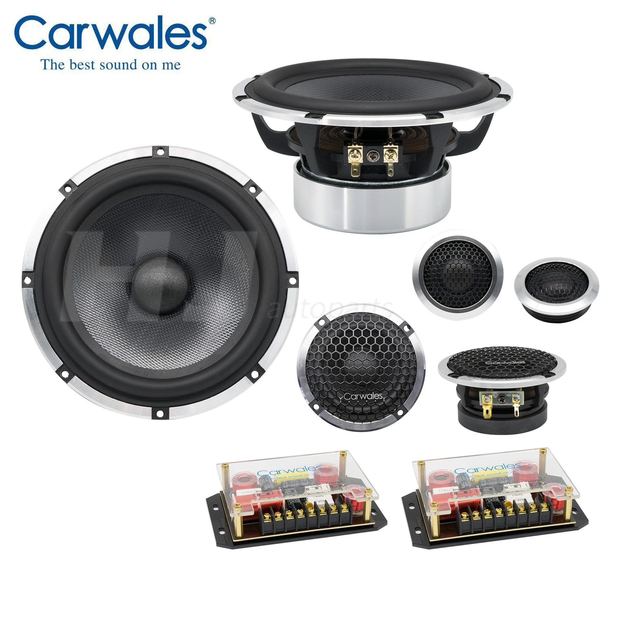 1kit 6.5Inch Car Sound System Tweeter Midrange Bass Full Frequency 3-way Component Speakers Audio Set Subwoofer for Car Auto