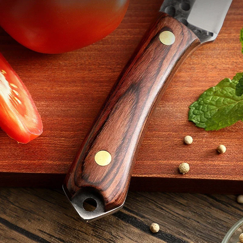 Kitchen Knife Meat Boning Knife Hand Forged Sharp Slaughtering Cutter Steel Knives with Sheath For Outdoor Fishing BBQ