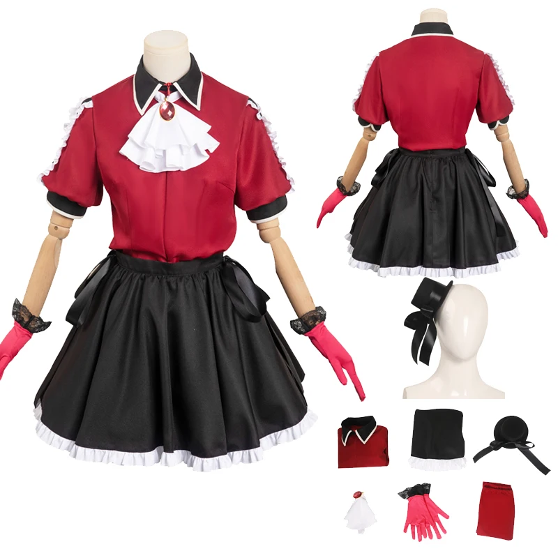 

Arima Kana Singing Skirts Costume Anime Oshi no Ko Cosplay Red Lolita Dress Socks Hat Set Women Halloween Party Disguise Suits
