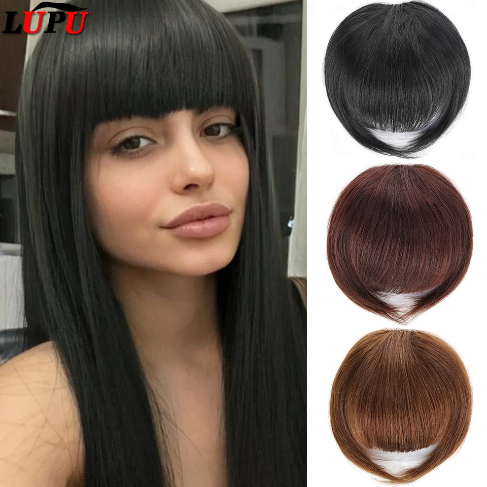 

LUPU Synthetic Bangs Hair Extension False Hairpiece For Women Clip-In Full Bangs With Fringe Of Hair High Temperature Fake Hair