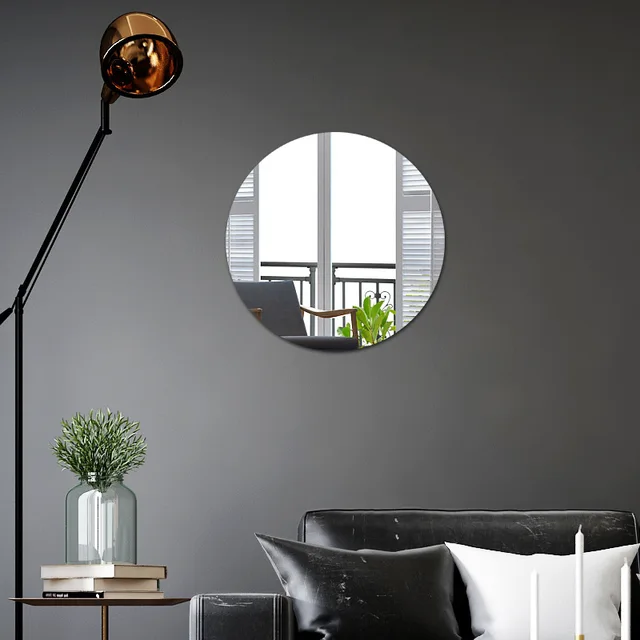 Adesivo per specchio quadrato da parete rotondo Adesivo acrilico Specchi a cerchio piccolo Tavolo Casa Appartamento Decorazione Mini punti flessibili 1