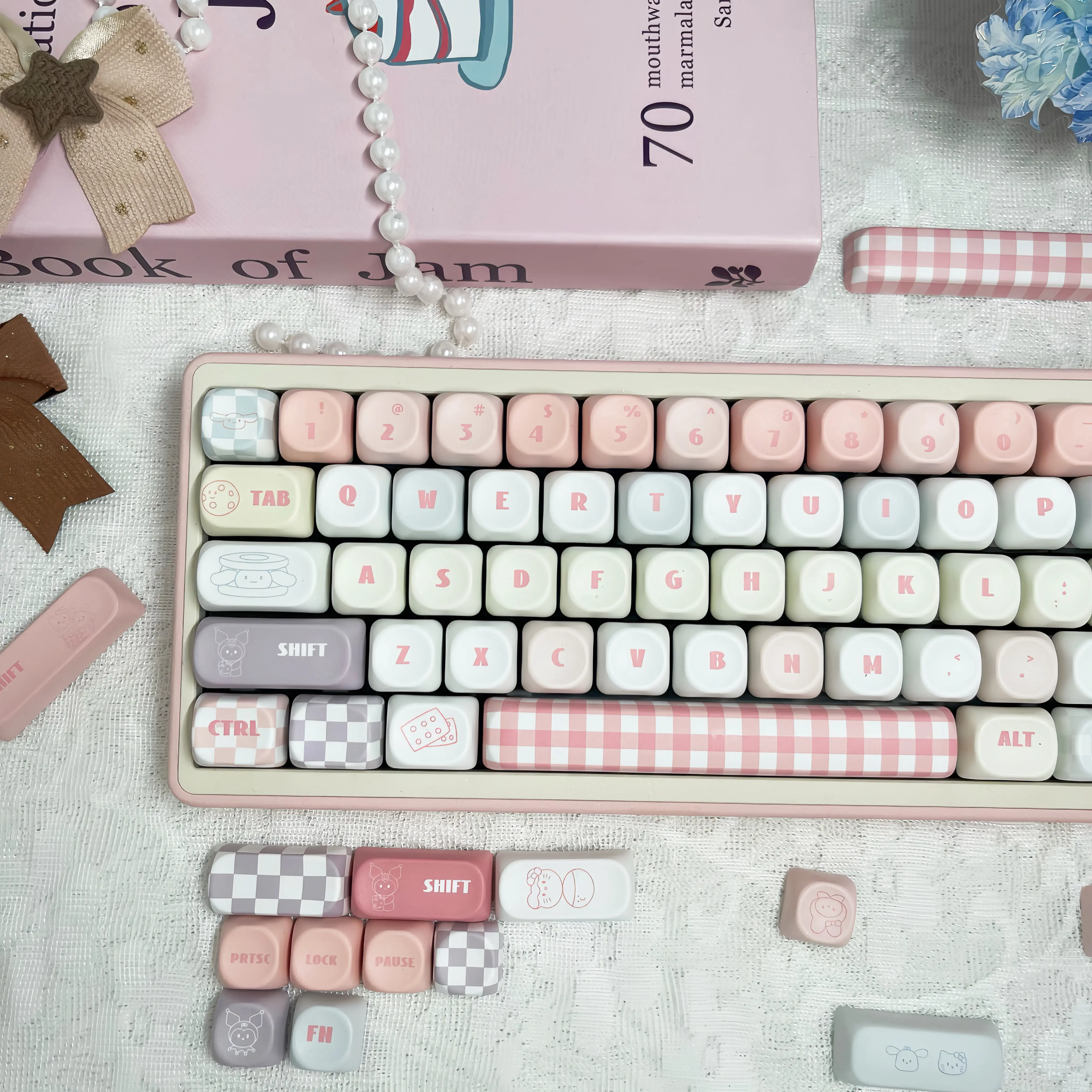 산리오 키캡 MOA 볼캡 PBT 핑크 여학생 귀여운 승화 64 68 75 84 87 98 108