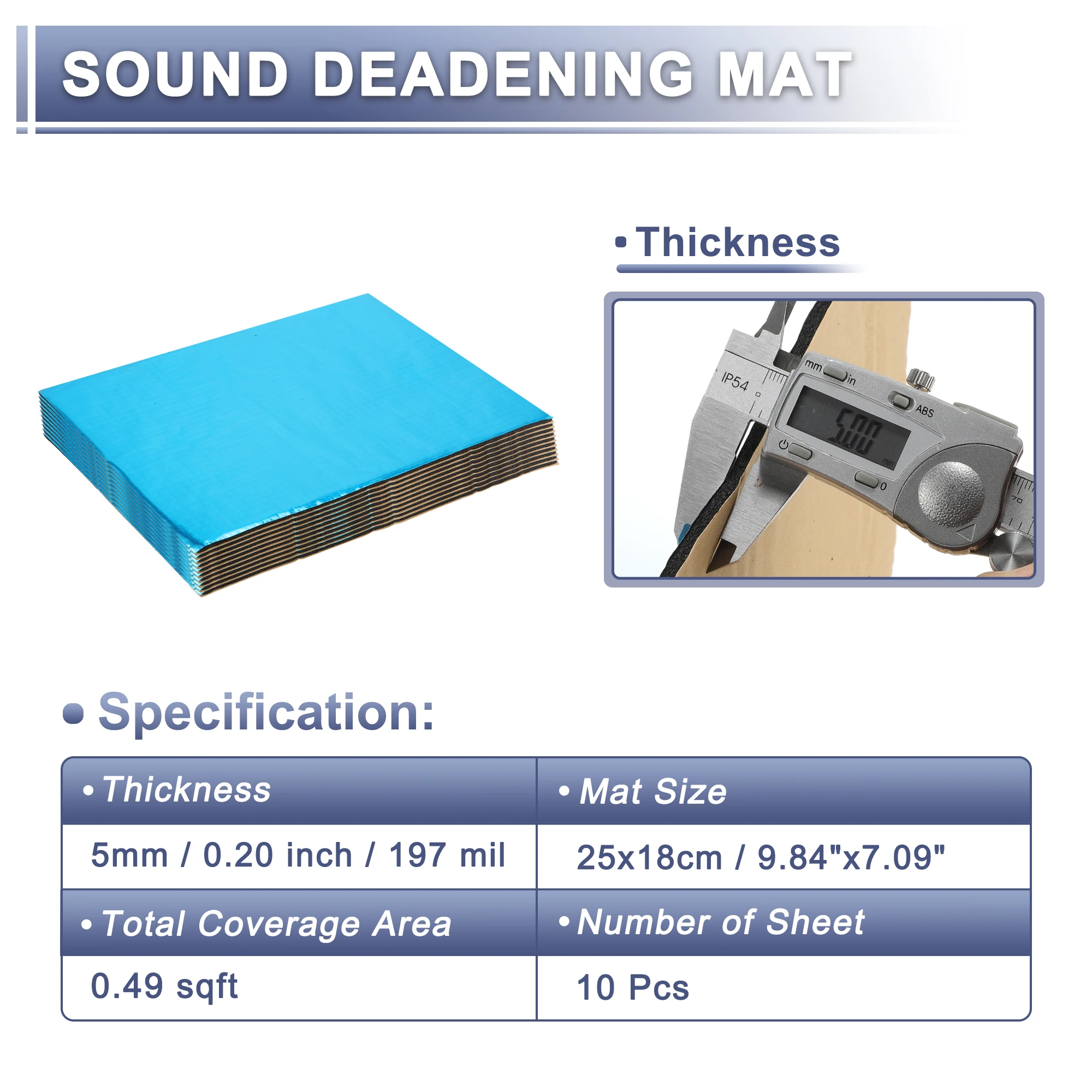 UXCELL Thick 5mm 7mm 10mm Sound Deadening Mat Aluminum Foil Foam Blue Automotive Sound Deadener Anti Heat Car Insulation Pad