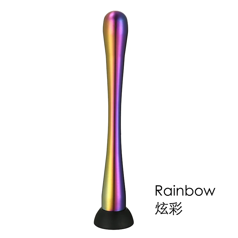 Cocktail Muddler, Professional Stainless Steel Ice Pestle (9 inch) with Grooved Spiky Nylon Head for Bartender