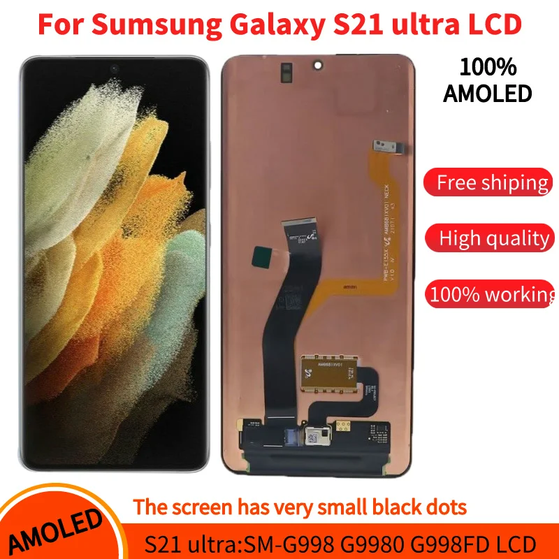 

AMOLED LCD Display Touch Screen Digitizer Assembly, Samsung Galaxy S21 Ultra, G998, G998U, SM-G998F, DS, 5G