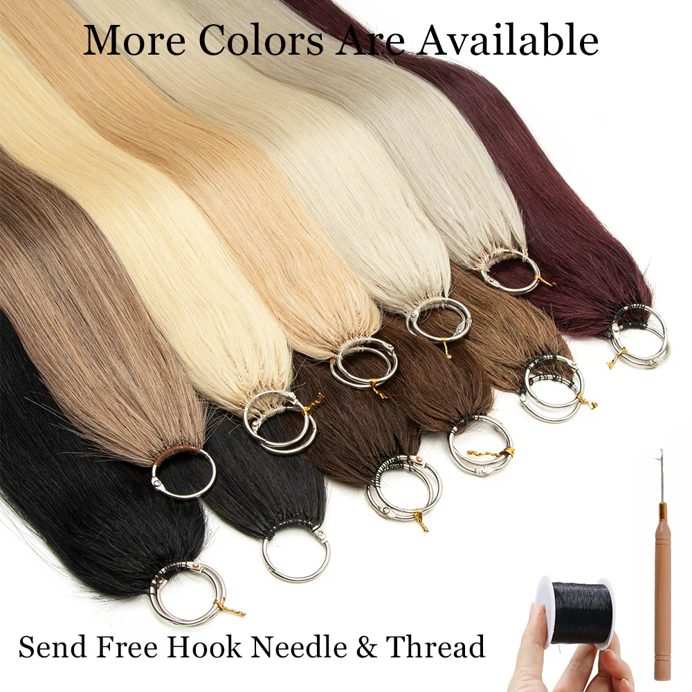 Invisible Micro Feather Human Hair Extensions Straight Real Virgin Human Hair Microloop Extensions For Women 40strands/pack
