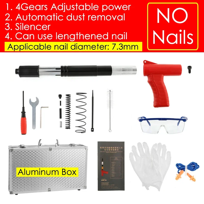 

Новейшие миниатюрные стальные гвоздезабивные пистолеты с 4 передачами, автоматический шлаковый глушитель, заклепка, пистолет для бетона, стен, якоря, проволоки