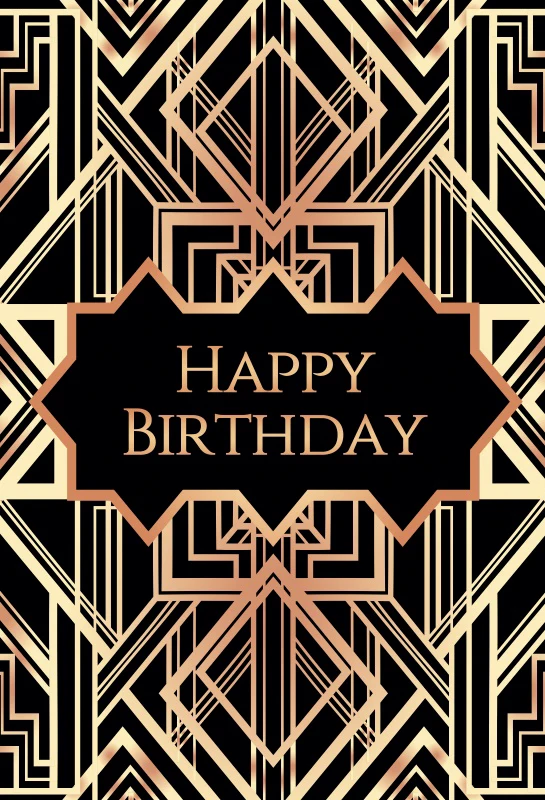 7x5ft Gatsby Birthday Party Backdrop - Black And Gold Roaring 20s Photo Booth Background