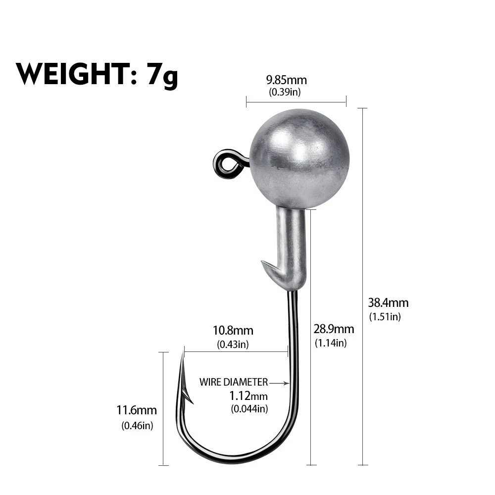 10 Stück Scharfe Jigköpfe Weichköder-Gewichte 1-20g Weichwurm-Haken JIG HAKEN Bass-Haken Köder-Angelhaken mit Widerhaken – Detail 14