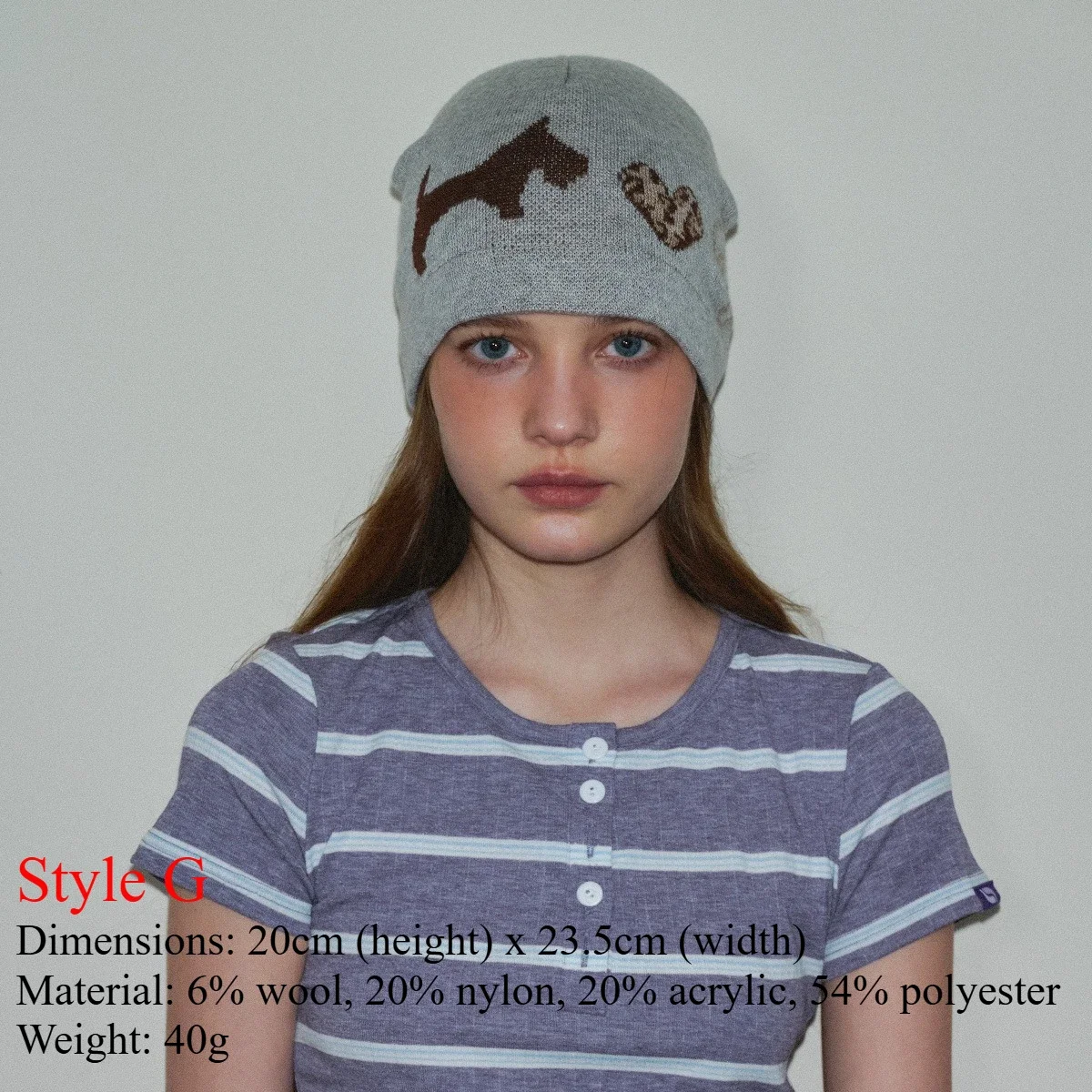 Gorro de punto de lana y piel auténtica