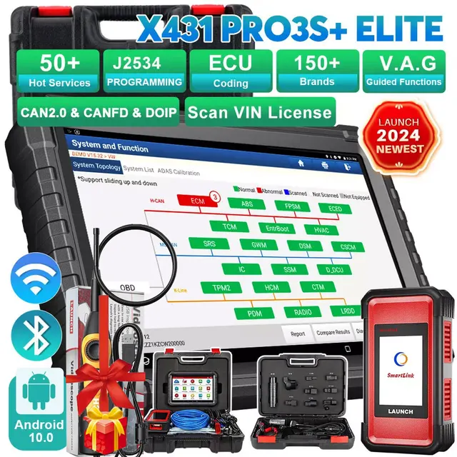 LAUNCH X431 PRO3S+ 5.0 ELITE PRO5 Car Diagnostic Tool J2534 Programming Coding 1