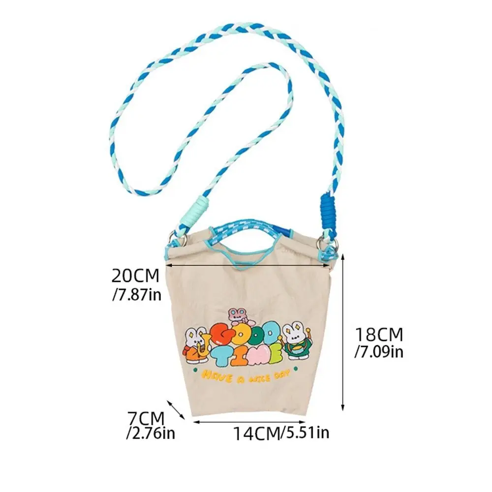 Printed Ball Chain Embroidery Canvas Bag Versatile Japanese Cartoon Pattern Makeup Bag Shopping Bag Girls