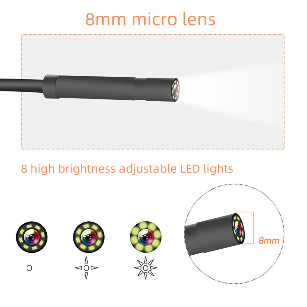 8mm  HD  ī޶ 2.4 ġ IPS ũ ڵ    ð  ð IP67 Waterpoof