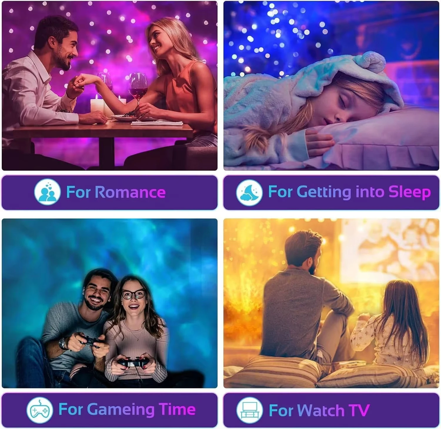 16 Color Starry Sky Ocean Wave Galaxy Projector Light Auto Rotate Remote Control USB Powered LED Ambient Night Light Party Decor
