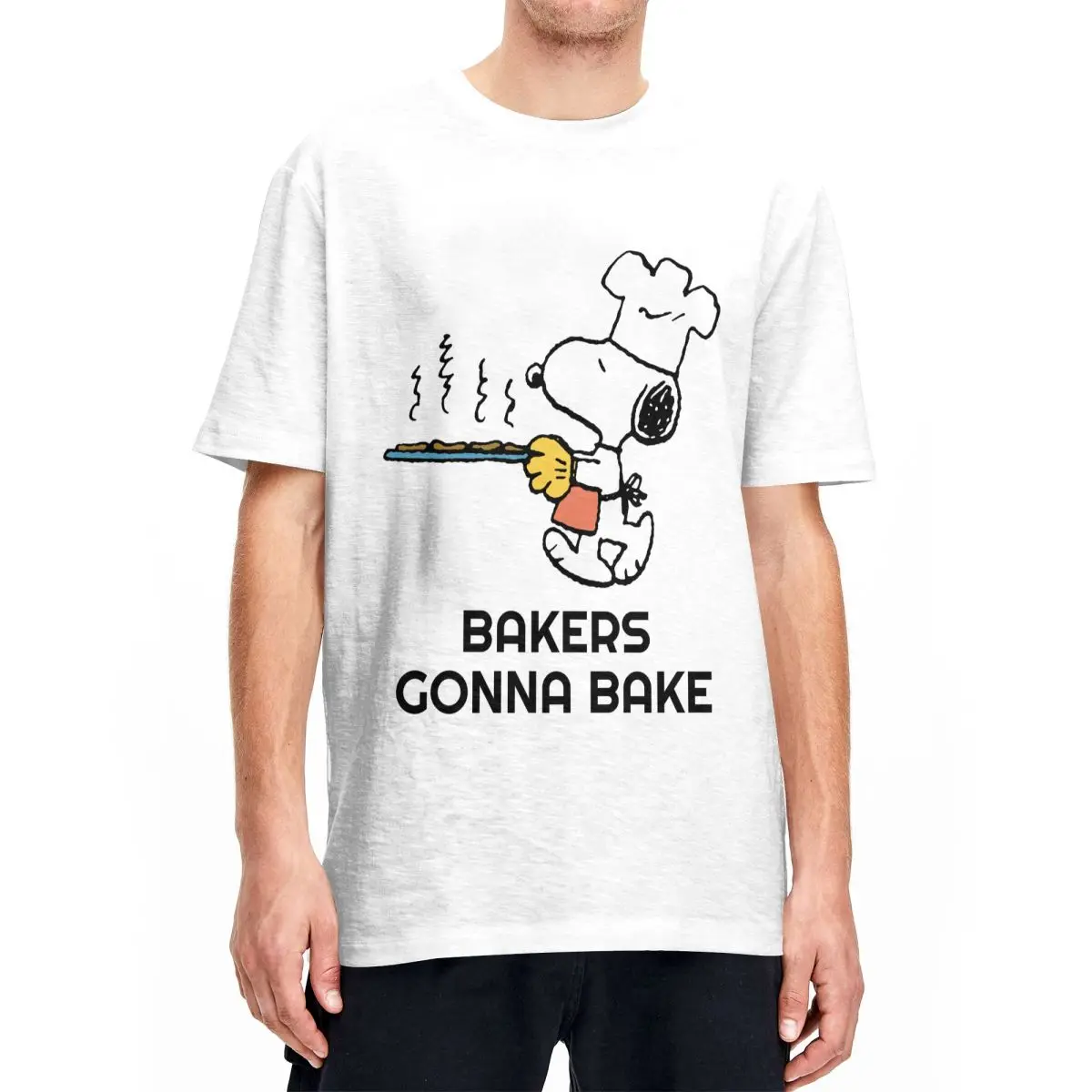 Peanuts Snoopy Baking Cookies For Men Women T Shirt Vintage Tee Shirt Manica Corta T-Shirt Puro Cotone Vestiti Di Grandi Dimensioni