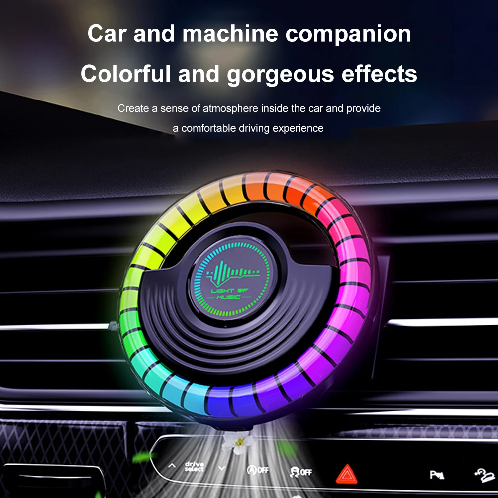 Car Music Rhythm Lamp Pickup Light Air Freshener Aromatherapy RGB Rhythm LED Strip For Car Auto Diffuser Vent Clip APP Control