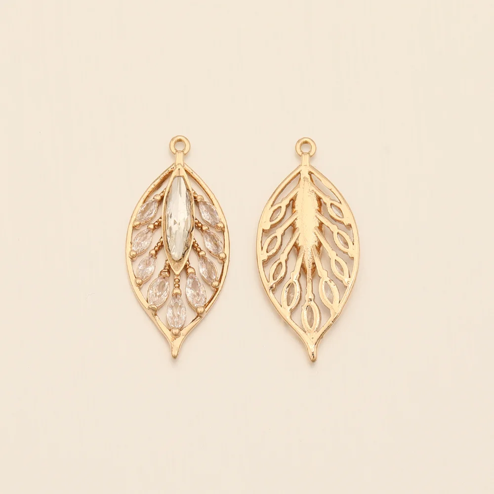 Cordial Design 14*31MM 40Pcs CZ Charms/Leaf Shape/Hand Made/DIY Jewelry Making/Jewelry Findings & Components/Rhinestone Pendant 9 Cordial Design 14*31MM 40Pcs CZ Charms/Leaf Shape/Hand Made/DIY Jewelry Making/Jewelry Findings & Components/Rhinestone Pendant - cordial