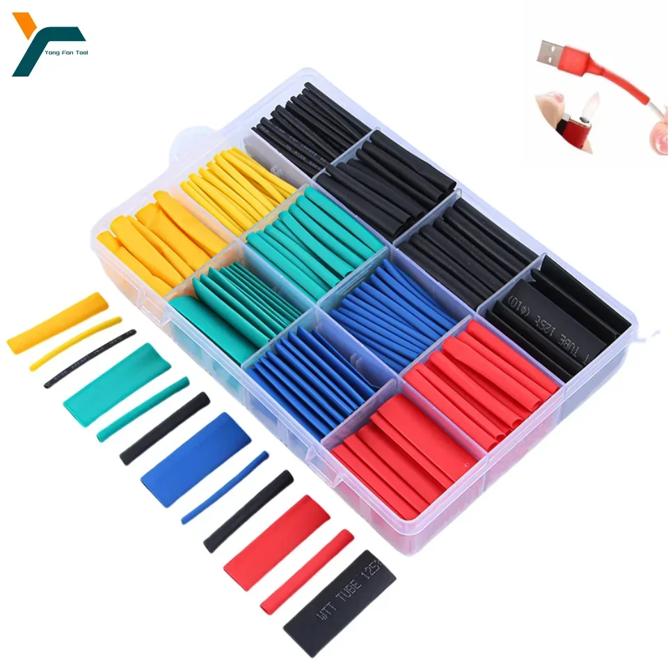 ชุดท่อหดแบบใช้ความร้อน ท่อทนความร้อน ลวดหดแบบใช้ความร้อน การห่อสายเคเบิลเชื่อมต่อไฟฟ้า ตัวป้องกันแขนหุ้มฉนวน 1