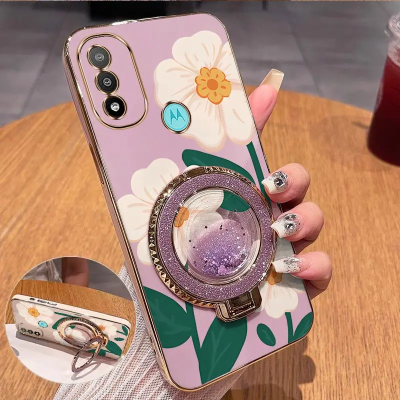 Elegant White Floral Plating Phone Case Cover