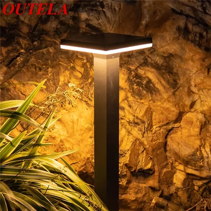 OUTELA Contemporary Outdoor Solar Lawn Lamp LED Waterproof Villa Garden Courtyard District Residential Quarters Lawn Lamp