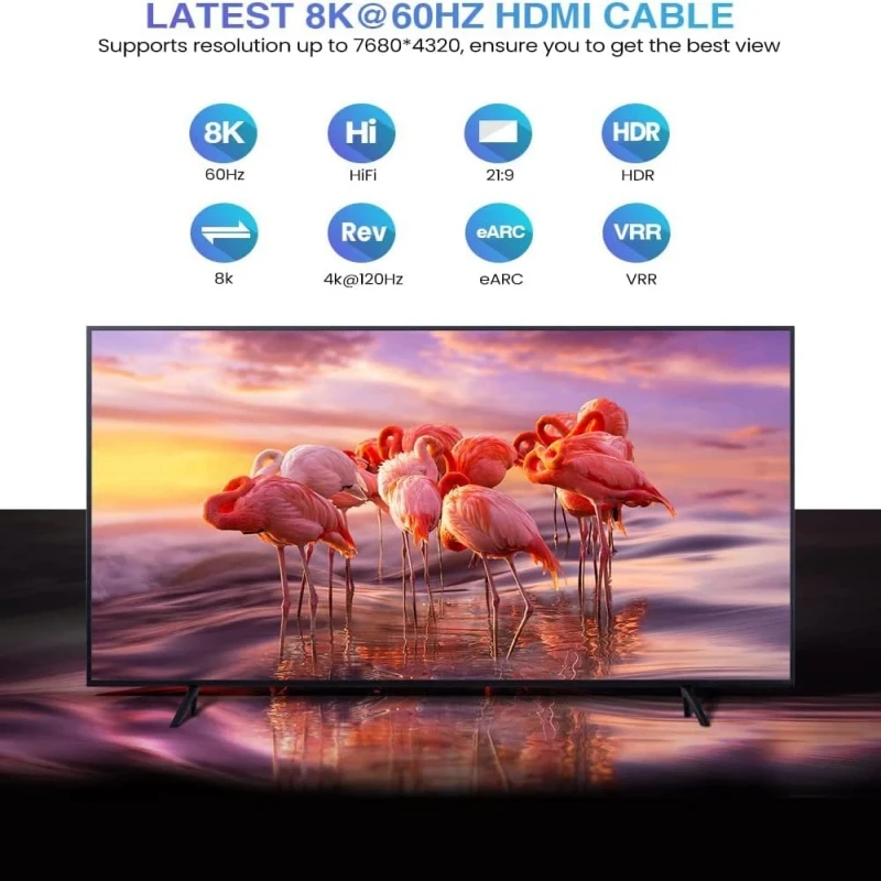 Ultra High-Speed 8K HDMI 2.1 Braided Cable - 48Gbps, 4K@120Hz, 8K@60Hz