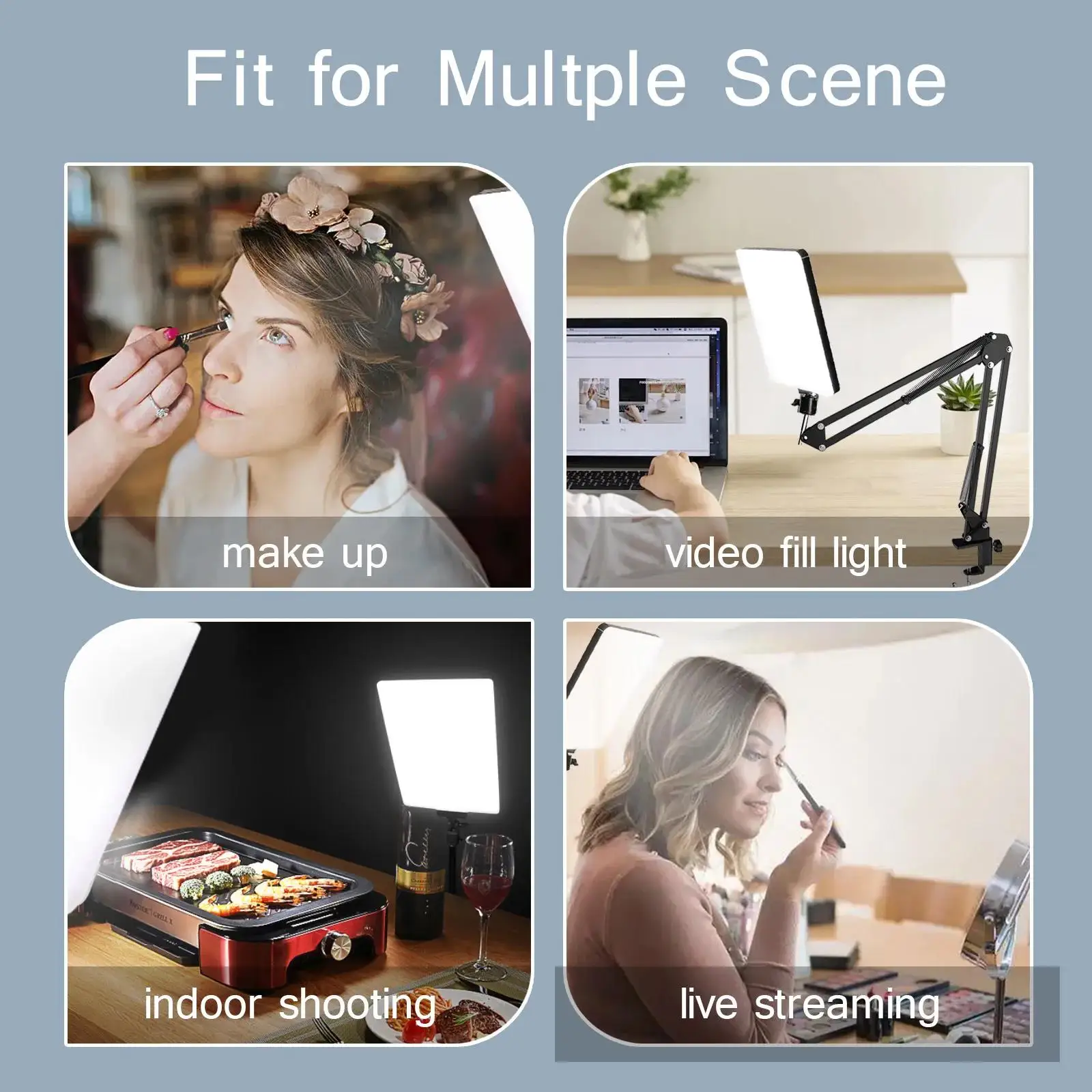 LED Photography Light Selfie Lights Conference Lighting Photo Studio Lamp With Scissor Arm Stand For Zoom YouTube Live Streaming - 6