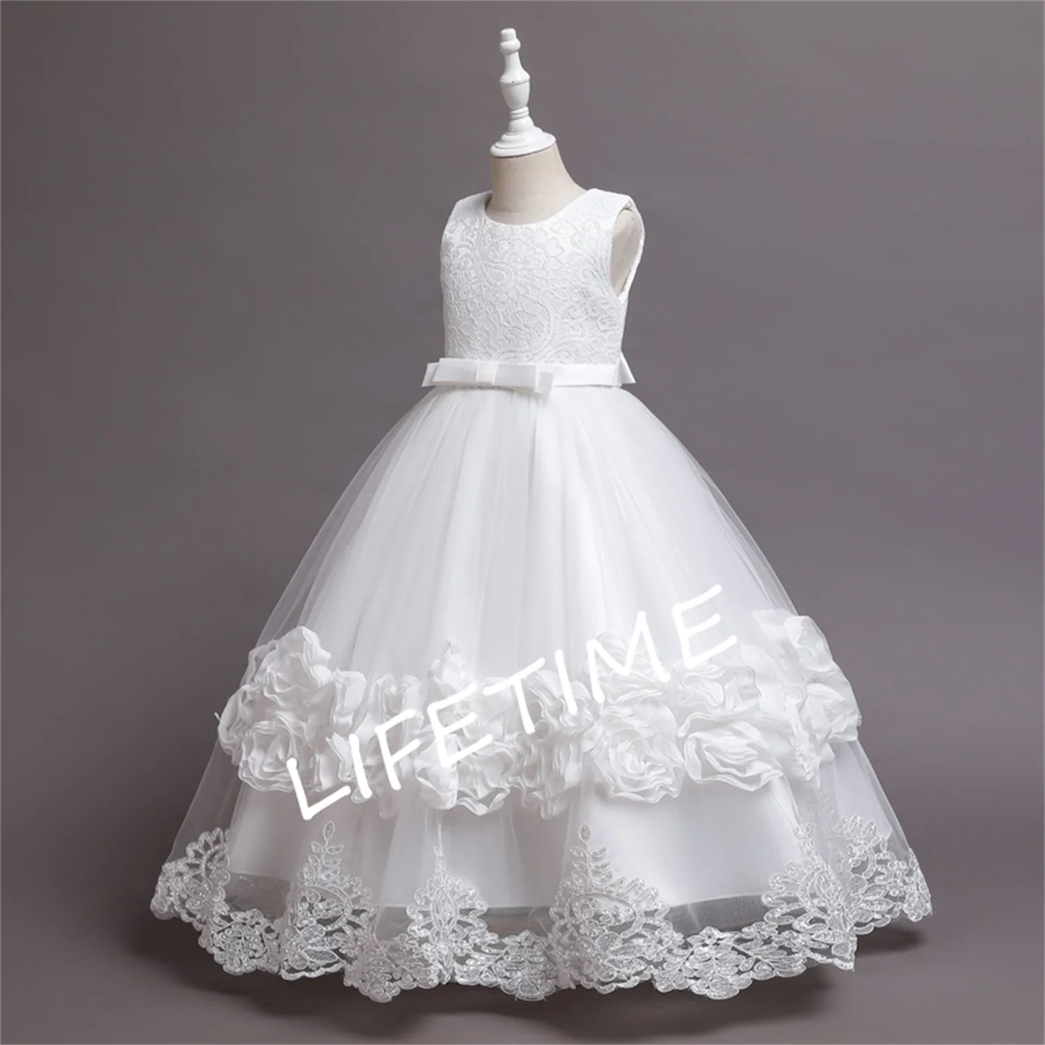 

Formal Pageant White Prom Party Dresses Kids Bridesmaid Dress For Girl Wedding Princess Flower Girl Dress Children Evening Gown