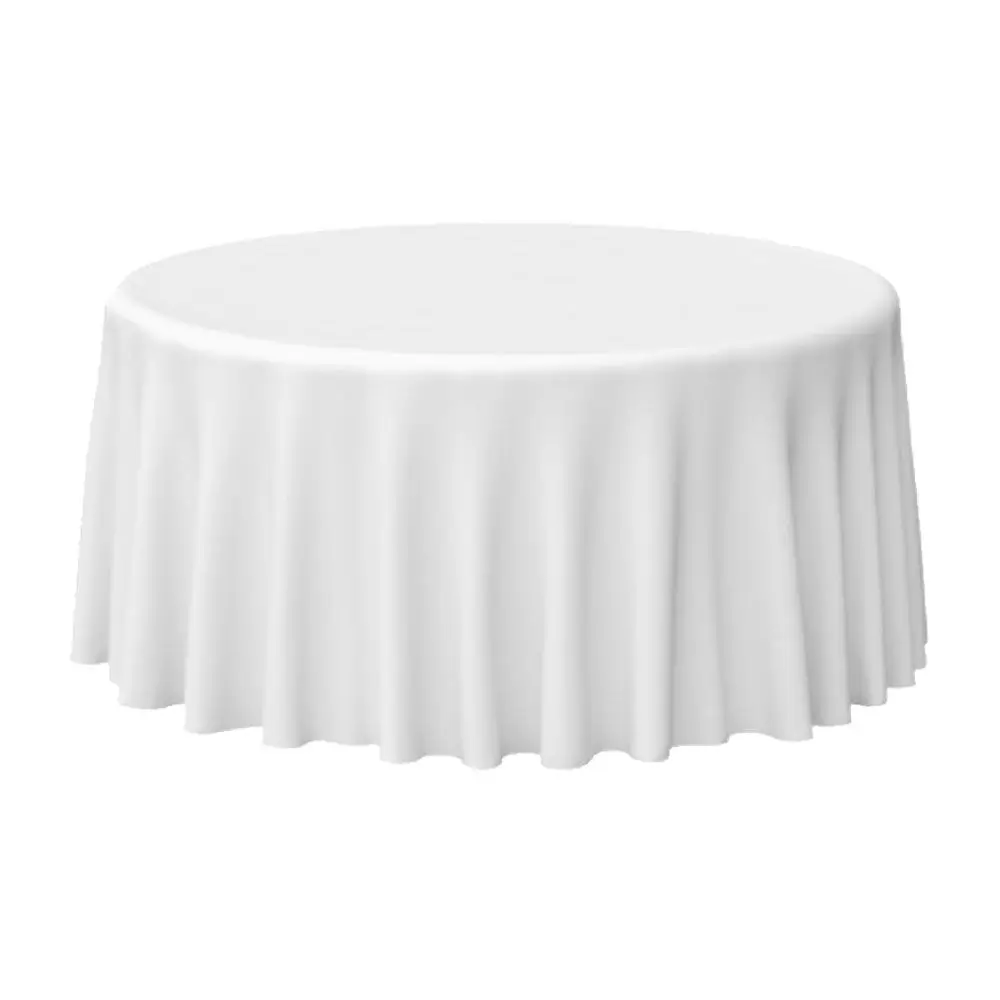

Round Tablecloths White Elegant Solid Table Cloth Wedding Party Hotel Business Meetings Decor Multi Size Optional