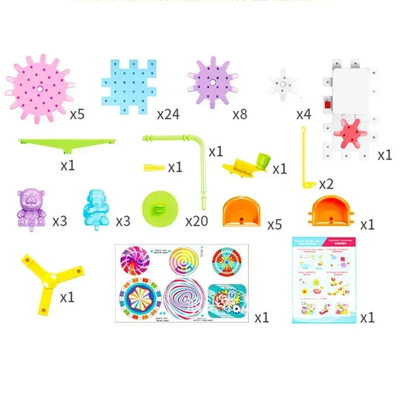 Puzzle Building Block Toy Technical Bricks 263pcs Electric Gears 3D Model Building Blocks Plastic Kid House Blocks Bricks Educational Construction Toys for Children Gifts