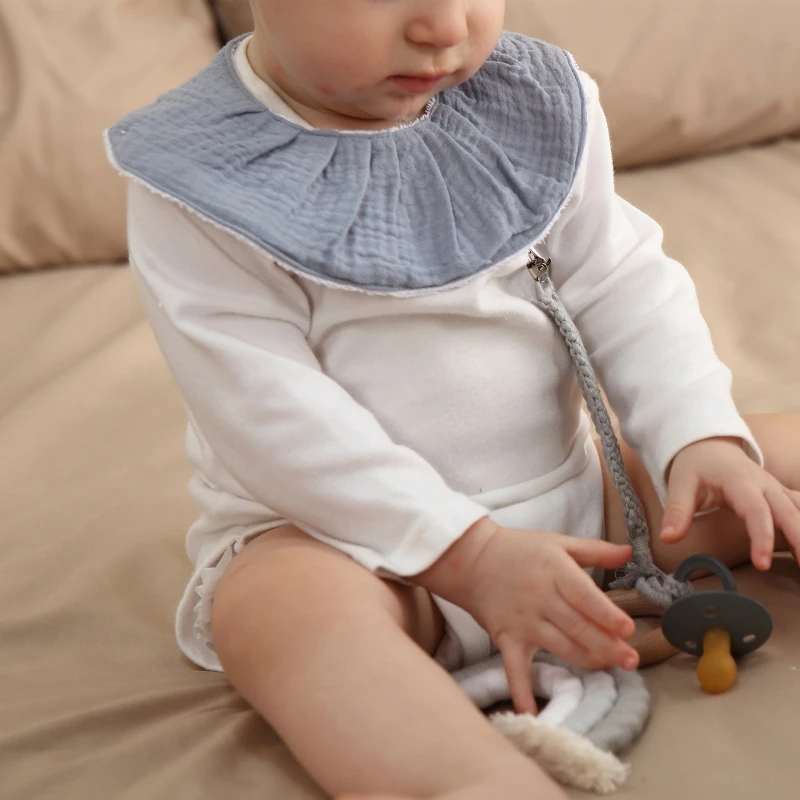 Algodão gause babadores do bebê da cor sólida absorvente babador da borla do bebê recém-nascido burp panos bandana cachecol para crianças bebê meninas alimentação artigo