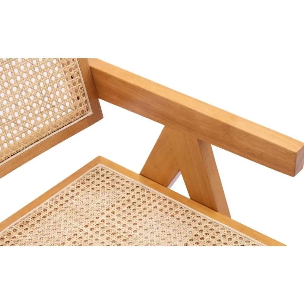 Rattan Dining Chairs, Modern Mid Century Wicker Armchair Comfy Side Chair Solid Wood Boho Kitchen Chairs
