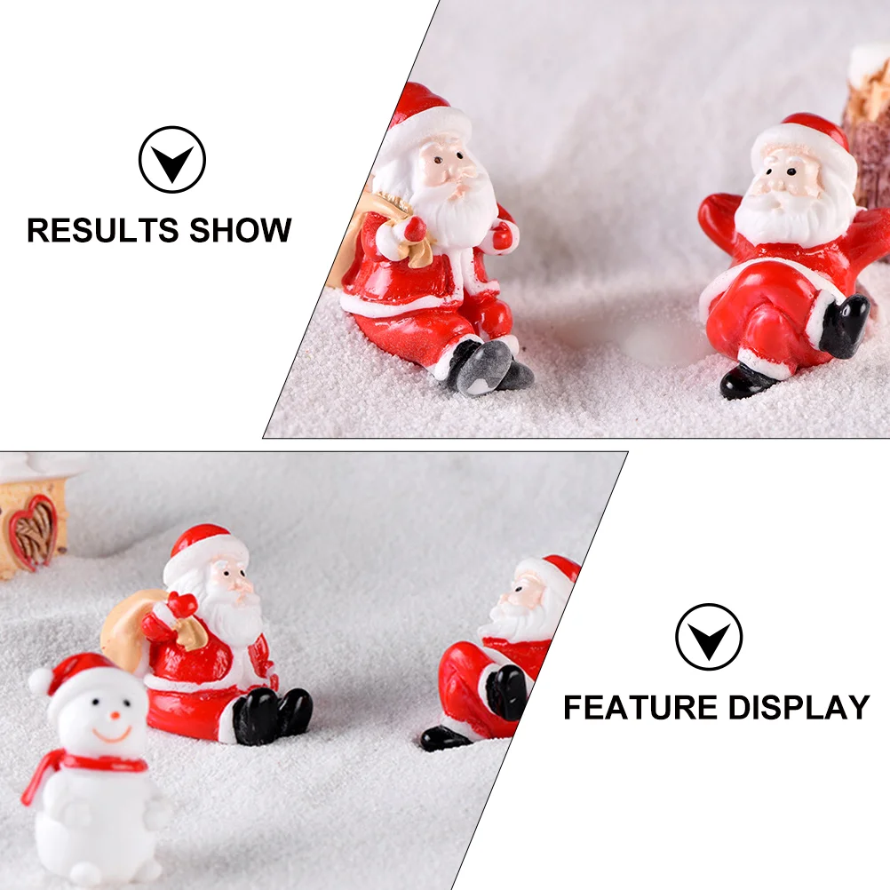 12 Pcs Mini Figurine Santa Claus Ornament Christmas Miniatures Ornaments Craft Party Supplies Resin Child Mini Craft Decor