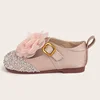 2025 New Fashion Flower Rhinestone Children's Leather Shoes Soft Soled Girls' Princess Shoes Fashion Flats 3-10 Years Old 5