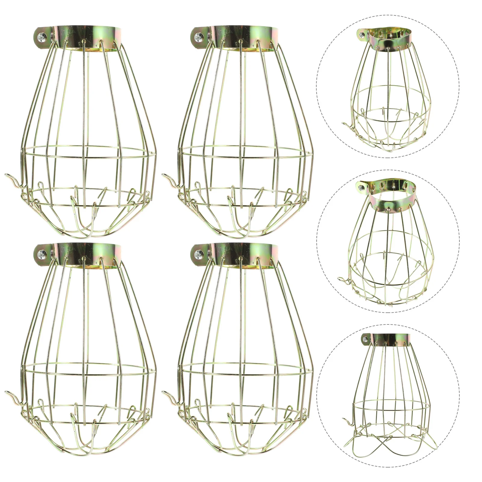 

4 Pcs Restaurant Lighting Vintage Cage Metal Lamp Bulb Guard Old Fashioned Chandelier Decoration