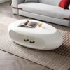 LUMISOL 53.93” Oval Coffee Table, Modern Sturdy Fiberglass Coffee Table with Storage Shelf, 2-Tier Center Cocktail Table for 3