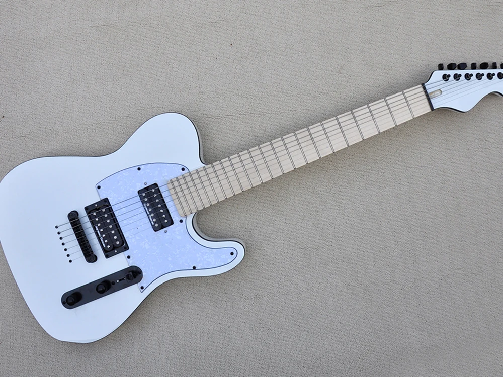 

Электрическая гитара с 7 струнами, матовые черные струны, сквозное тело, с подставкой из розового дерева, 24 лада, под заказ